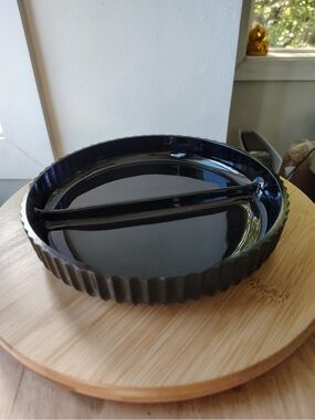 Vintage L.E. Smith Black Amethyst Glass Divided Relish Dish / Serving Tray